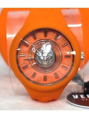 Versus Versace Orange Luxury Fire Island Silicon 39mm Watch and Wristlet NWT